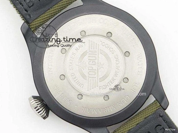 MIROTIME 0301 Big Pilot Top Gun Miramar PVD Plated Titanium on Green Nylon Strap A23J Refined 7398